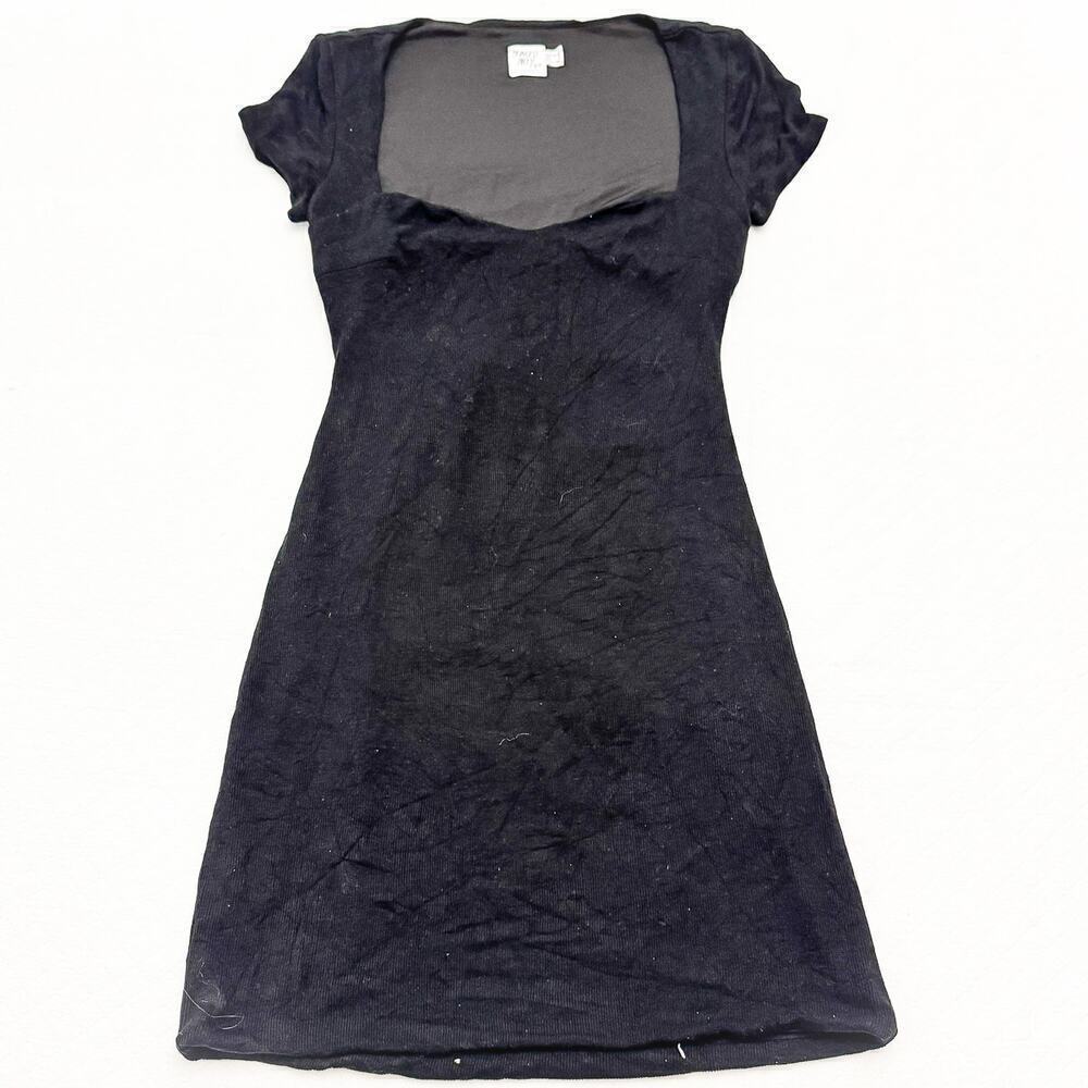 Princess Polly Black Short Sleeve Sweetheart Neck Open Back Dress Size 8
